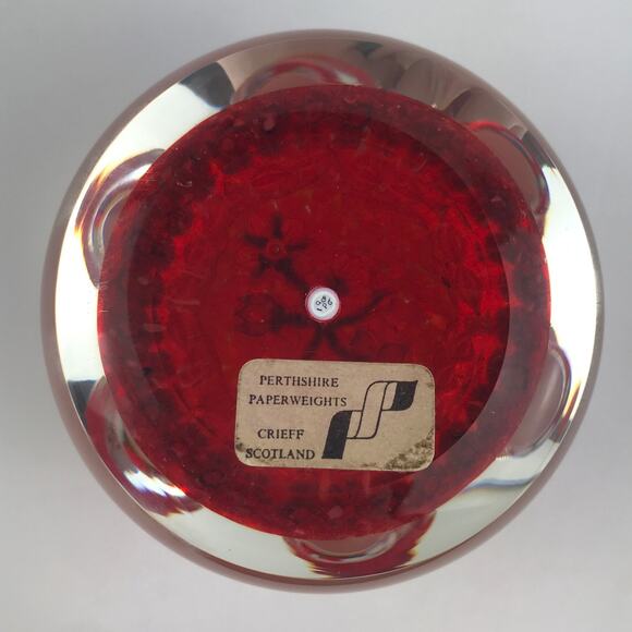 Perthshire 1986B Bouquet Lampwork Flower Millefiori Twist Facet Red Paperweight - Picture 3 of 14